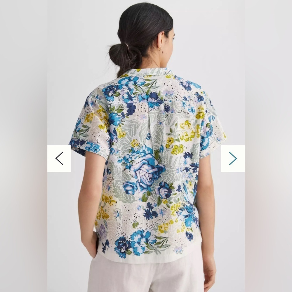 NWT Anthropologie Women’s Printed Surf Shirt in Blue Floral Motif Size XL - Picture 2 of 11